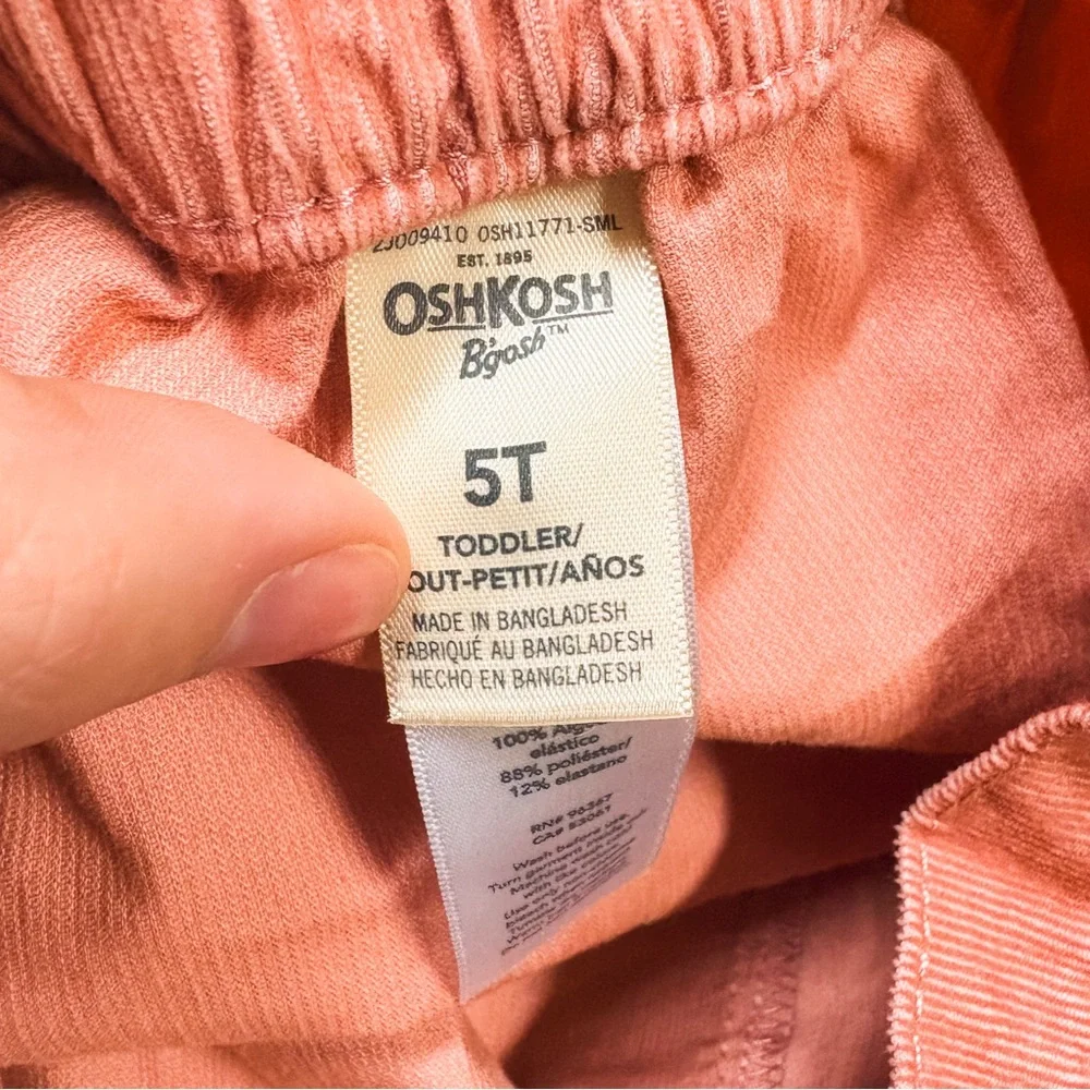 NWT Oshkosh Pink Corduroy Button Front Pull-on Skirt Toddler Girls 5T